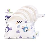 Washable Organic Bamboo 12CM Daytime Nursing Pads 8 pack (4 pair) with Laundry Bag - Natural and Reusable, Ultra Soft, and Super Absorbent for the Ultimate Luxury Breast Pad - By Serenity Bamboo