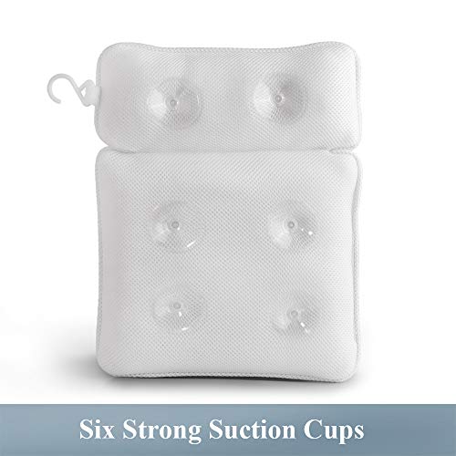 Bath Pillow Luxury 2-Panel Design Spa Bathtub Cushion Pad for Head,Neck,and Shoulder Support with 6 Non-Slip Super Strong Suction Cups - Thumbnail 4