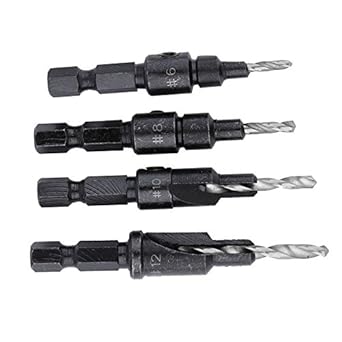 Generic 4 pcs HSS Countersink Drill Bits + 1 pcs 1/4 Quick Change Hole Hex Shank Screw H7