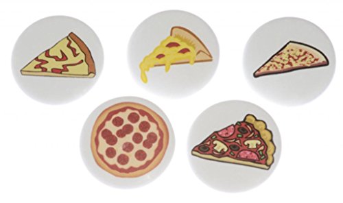 A&T Designs Unisex - Set of 5 Pizzas 1.25" Pinback Buttons Pins - Pizza Food