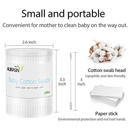Cotton Swabs (Baby 200 Pcs) - Spiral & Pointed Ends
