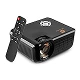 Video Projector, Houzetek 2500 Lumens Multimedia Home Theater Video Projector Support 1080P HDMI USB SD Card VGA AV for Home Cinema TV Laptop Game iPhone Andriod Smartphone with HDMI Cable