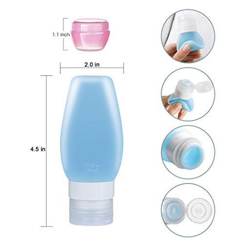 image for Travel Bottles - Uervoton 10pcs Leakproof Silicone Refillable Travel C