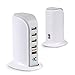 USB Charging Station/Hub, INNLIFE 40W/8A 5-Port USB Wall Charger Power Adapter Desktop Charger for iPhone, iPad, Samsung Galaxy S7/S6/Edge, Note 5, LG G5 and More (White)