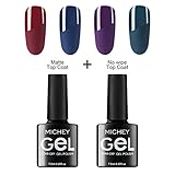 MICHEYGel Gel Nail Polish Set with Matte Top Coat and No Wipe Top Coat, Set of 6