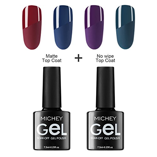 MICHEYGel Gel Nail Polish Set with Matte Top Coat and No Wipe Top Coat, Set of 6 MICHEYGel Gel Nail Polish Set with Matte Top Coat and No Wipe Top Coat, Set of 6