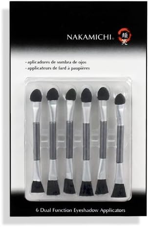 6 Piece NAKAMICHI Dual Function Eyeshadow Applicators - Sponge &amp; Brush Tips