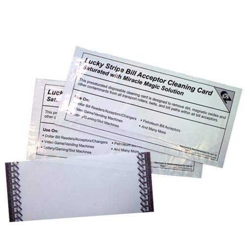 Lucky Stripe Bill Acceptor Cleaning Cards w/Miracle