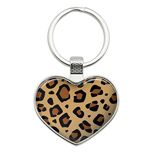 Leopard Print Animal Spots Heart Love Metal Keychain Key Chain Ring