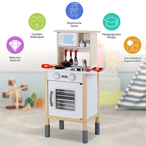 Spielwerk Spielzeugküche mit Licht 35 Teile Zubehör Backofen Sound Kinder Holzküche Lernspiel Spielküche Kinderküche – Bild 4
