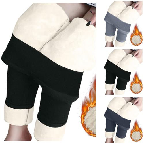 HOOUDO Plus Size Tights Fleece Lined Leggings Women Warm Winter Tights Thermal Stretch Ladies High Waisted Stocking Fillers Cotton Thick Pantyhose High Waisted Leggings for Women Black