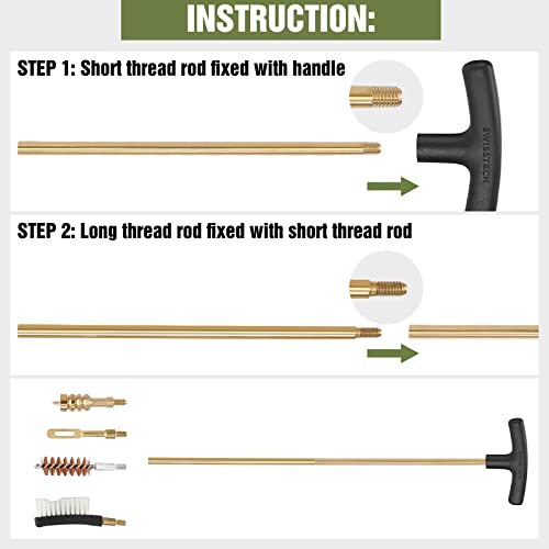 Swiss+Tech Universal Gun Cleaning Kit, 16 Piece Gun Cleaning Kit with Cleaning Rod, Bore Brushes, Gun Cleaning Jags and Cleaning Patches, for Handguns, Rifles and Shotguns, Portable Case Included