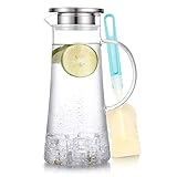SUSTEAS 1.5 Liter 51oz Glass Pitcher with Lid, Easy