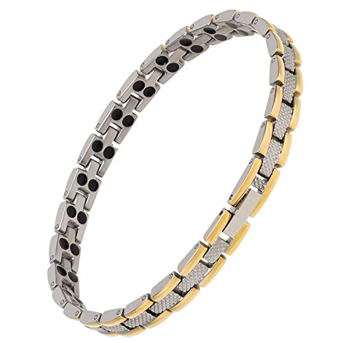 Earth Therapy Beautiful, Duo-Tone Titanium Magnetic Therapy Bracelet, Pain Relief