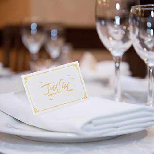 Pack of 120 Place Cards Table Tent Cards, for Name, Seating, Table Number, Food Labels, Perfect for Weddings, Banquets, Natural Brown, 2.3 x 4 Inches