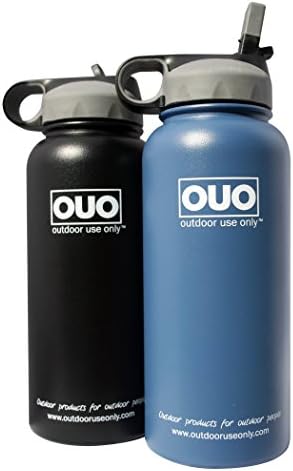 Outdoor Use Only's 32oz. Stainless Steel, Double Wall Vacuum Insulated, Wide Mouth with Straw Water Bottle (Black)