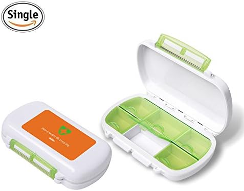DOULINE Protable Pill Case,Waterproof 6 Grid Pill Organizer (Green)