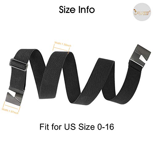 No Show Men Women Stretch Belt Invisible Elastic Web Casual Belt with Flat Buckle for Pants Jeans(Black,Suit Waist Size Under 40\'\')