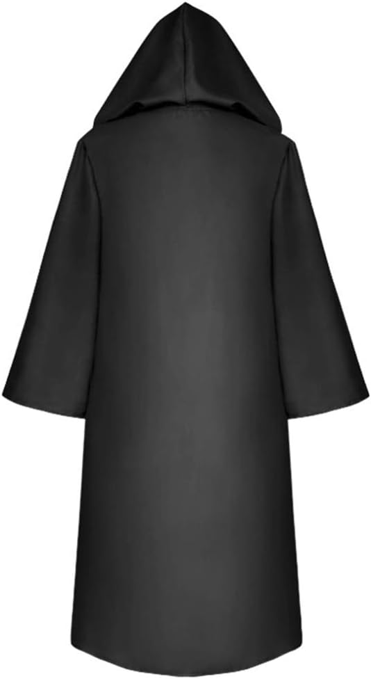Halloween Cloak Death Wizard Cape Hooded Phantom Grim Reaper Robe Warrior Black Cool Cosplay Clothing Devil Godfather Theme Party Length Cape Fancy Dress Musical Prince Renaissance Hooded Coat Adults - Image 3