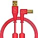 DJ TechTools Chroma Cables Right-Angled USB-A to USB-B Cable | 1.5m / 5 ft | Audio Optimized | Shielded from Interference | Cable Tie (Red)