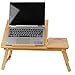 Mind Reader Laptop Lap Desk Flip Top with Drawer, Foldable Legs, Breakfast Tray, Bamboo Brownthumb 3