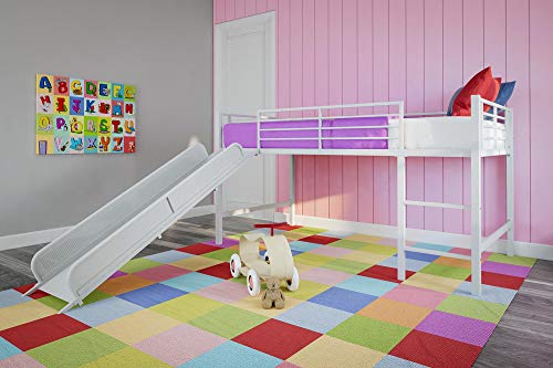 Amazon.com: DHP Junior Twin Metal Loft Bed with Slide ...