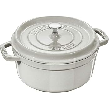 Staub Cast Iron 5.5-qt Round Cocotte - White Truffle