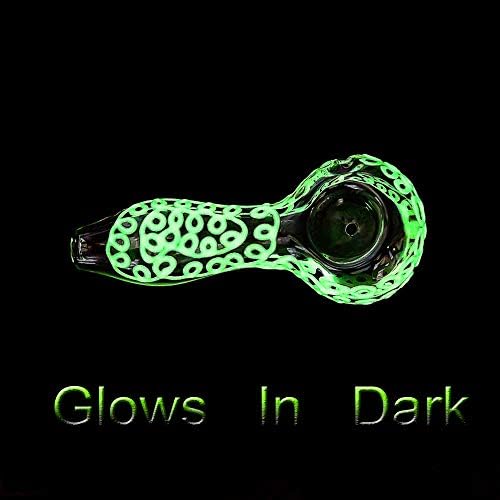 Newest Unbreakable Clear Portable Glass Art Tube, 4.5 -Inch Handmade Art Collection Tube for Man Women Gift,Shiny Green Glow in Dark Style with Differing Unique Design(Color As Shown)