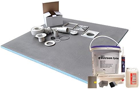 1200 x 900 x 20mm Rectangular Shower Tray with Corner Drain and Tanking Kit