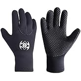 Oumers 3MM Double-Lined Neoprene Scuba Gloves Diving Gloves, Woman Man Teenager Five Finger Wetsuit Gloves Use for Snorkeling, Swimming, Surfing, Sailing, Boating, Kayaking, Diving