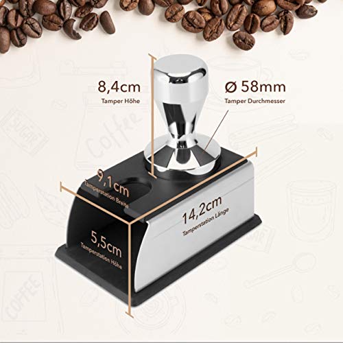 Kaffee Tamper 58mm mit Auflage für Siebträger - Edelstahl Barista Zubehör bestehend aus Tamper Station und Espresso… – Bild 5