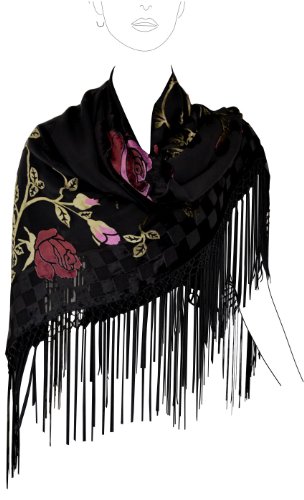 Silk Base Burn-out Velvet Square Shawl, 42