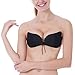 Stick on Bra, Women's Invisible Strapless Plunge Self Adhesive Bras, Reusable Magic Bra (DDD, Black)