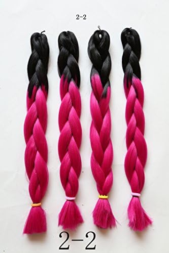 Angelbabyhair 24inches 100G 1Piece Mixed Two Tone Omber Braiding Hair ombre Synthetic Hair (1B Pink Color )