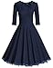 MUXXN Women's 1950s Vintage 3/4 Sleeve Rockabilly Swing Dress(2XL,Blue)
