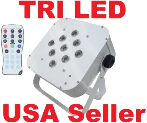 Flat 3 Watt TRI LED RGB Par Can Puck Style DMX Light Slim 3w With Remote Control RC white housing