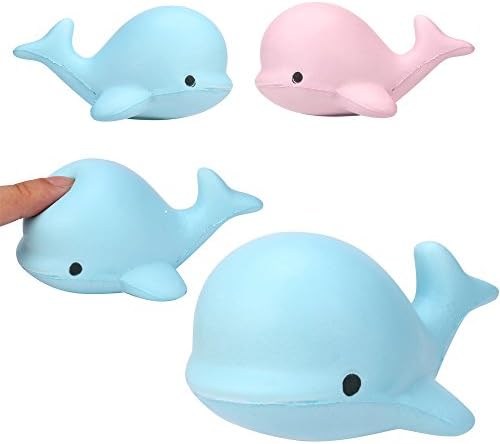 10CM Soft Pink Blue Whale Cartoon Squishy Slow Rising Squeeze Toy Phone Straps Ballchains Mini Gift Cute Decoration