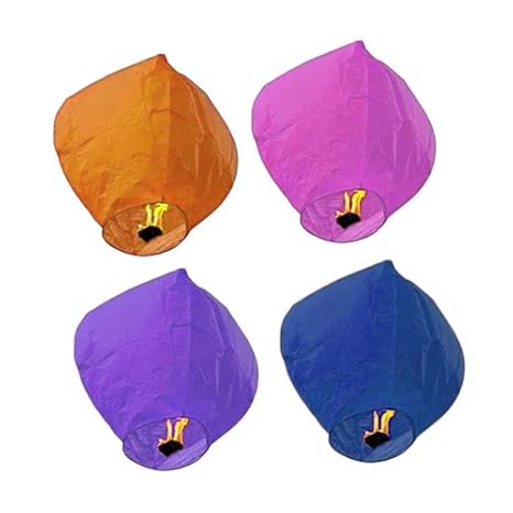 Skycandle Multicolour Sky Lanterns for Home Decor/Diwali Decor (Pack of 4)