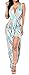 Grace's Secret Women's Sexy Dresses V Neck Sleeveless Tie-Dye Maxi Party Dress,Bluish,Medium