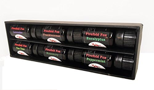 Fivefold Fox Essential Oils Gift Set - 100% Pure Therapeutic Grade Essential Oils - Set of 6 - Frankincense, Rosemary, Lavender, Tea Tree, Eucalyptus, and Peppermint