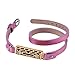 GHIJKL Compatible Fitbit Flex 2 Bands, Metal and Genuine Leather Wristband Replacement for Fitbit Flex 2, Flex2 Strap Style (Gold Color Metal/Pink Leather)