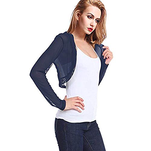 ETAOLINE Womens Sheer Mesh Bolero Shrug Long Sleeve Cropped Cardigan