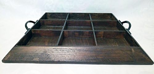 Square handmade rustic wood serving tray with removable divider. Fill with your favorite wine | drinking | shot glasses, flowers, mints, or decorations. Set up an ultimate flight for your next party