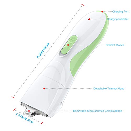 TURN RAISE Pet Grooming Clipper, Rechargeable Cordless Cat and Dog Clippers, Low Noise Electric Pet Trimmer, Pet Clipper for Trimming The Hair Around Face, Eyes, Ears, Paw, Rump