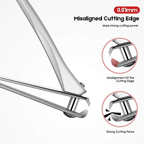 Bsisme Nail Clipper Set-Sleek Stainless Steel Fingernails & Toenails Nail Clippers with File Sharp Durable Effortless Nail Cutters for Men Women(2 PCS)