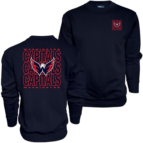 Blue 84 Standard NHL Officially Licensed Crewneck Sweatshirt Front/Back Curl Te…