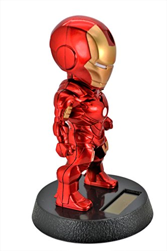 Solar Powered Bobble Head Figure Car Dashboard Accessories Office Home Ultra Detail Doll (Iron Man) - Thumbnail 2