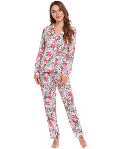 Ekouaer women s long sleeves floral pajamas set sleepwe…