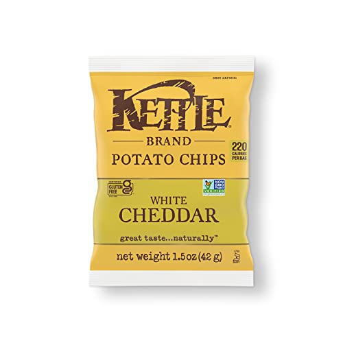 Kettle Brand Potato Chips, White Cheddar Kettle Chips, Snack Bag, 1.5