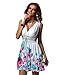 Jinhuanshow Women's Low Cut Floral Printed Above Knee Sleeveless Summer Dresses